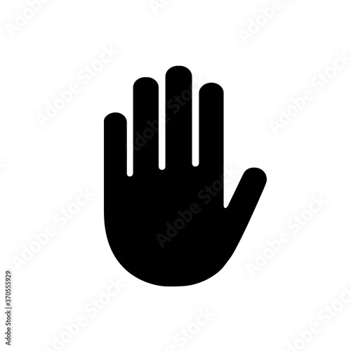 Hand icon. Vector stop symbol. Palm outline. Sign silhouette hand