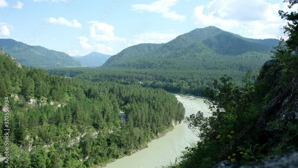 Mountain river Katun, the Beauty of summer nature. Mountain view of the river in the Altai mountains Mountain river Katun, the Beauty of summer nature. Mountain view of the river in the Altai mountains