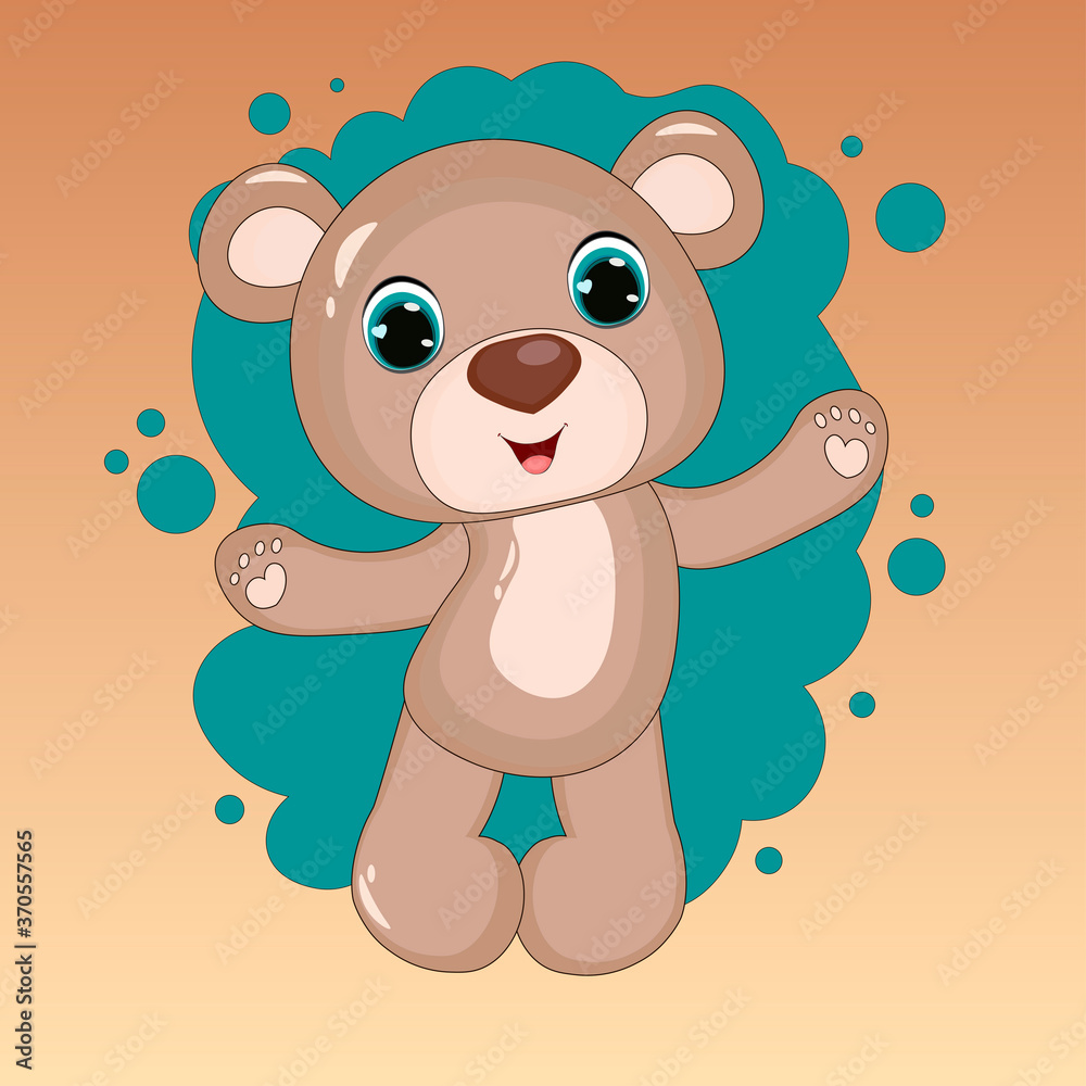 Fototapeta premium Cute Cartoon Teddy Bear . vector print. Can be used for kid's clothing. Use for print, surface design, fashion wear. For design of album, scrapbook, card and invitation 