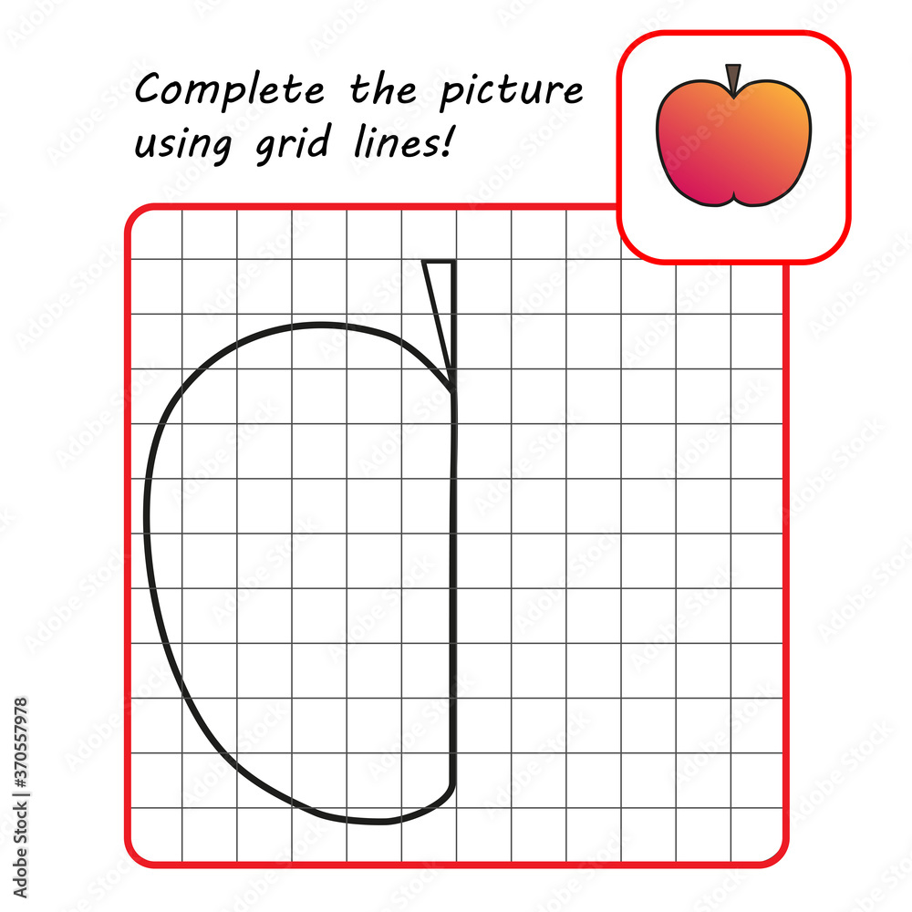 Educational game for kids. Simple exercise. Drawing using grid. Vector ...
