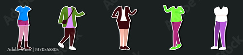 set of modern stylish clothes for women. stock vector illustration