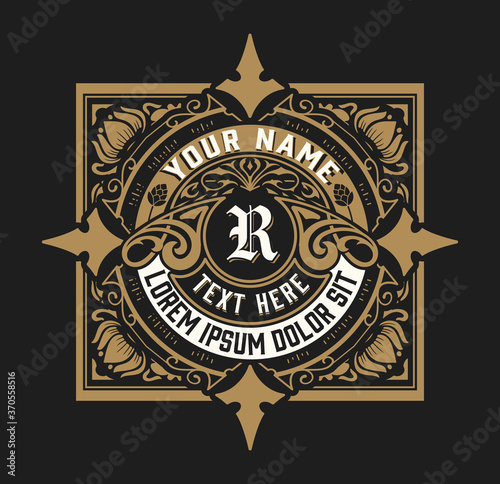 Vintage Logo or Banner Layout with ornamental elements