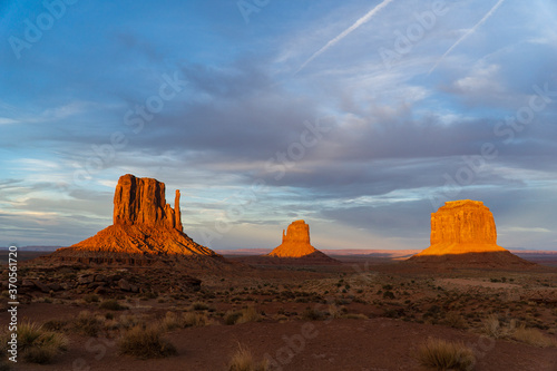 The monument valley  on the border between Utah and Arizona