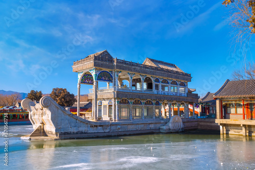 Marble Boat (AKA Boat of Purity and Ease) is a lakeside pavilion of the Beijing Summer Palace 