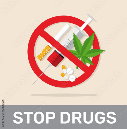 No drugs, STOP DRUGS signs.