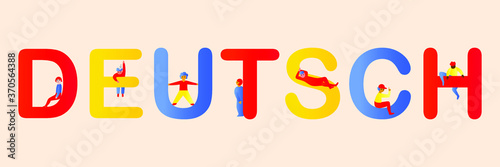 German letters for language learning with flat design. Vector Illustration. 