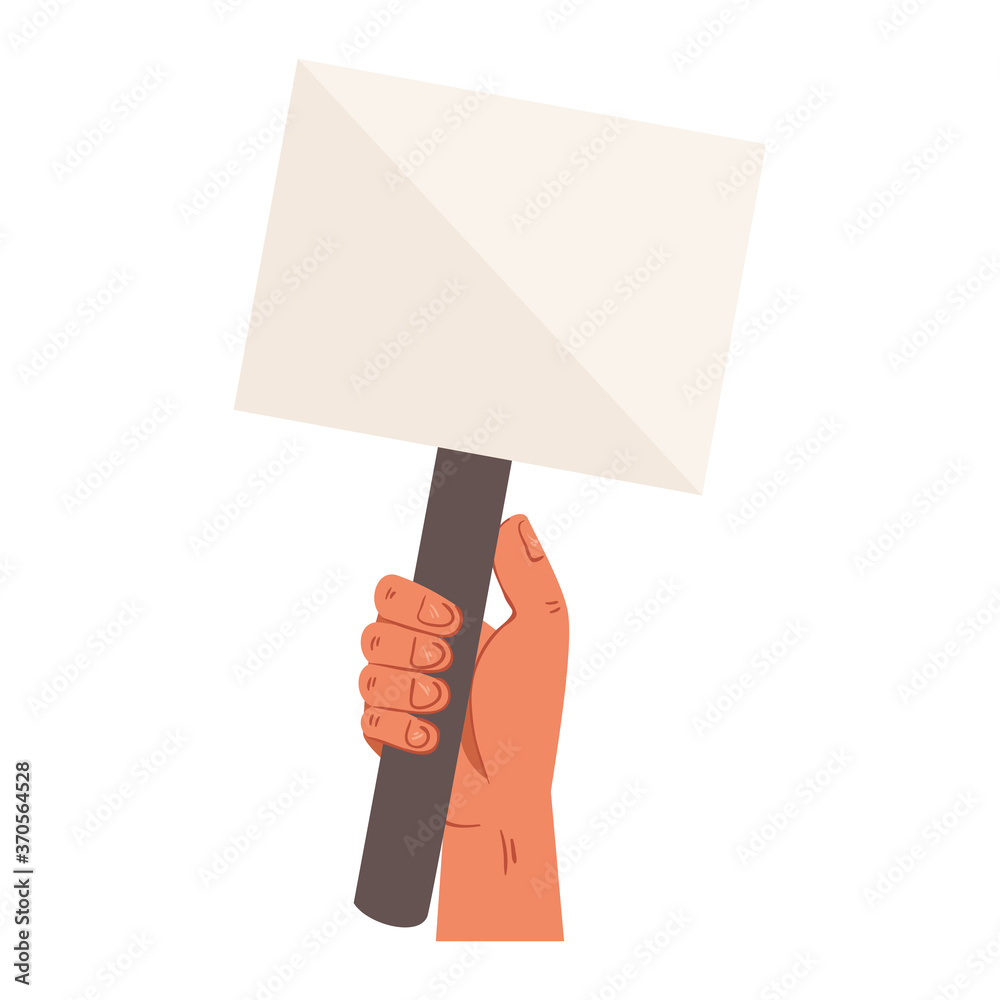 hand with protest placard, over white background vector illustration design hand with protest placard, over white background vector illustration design