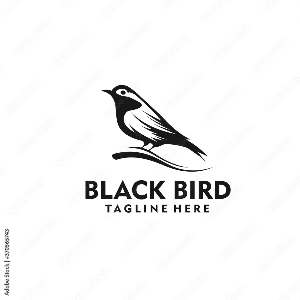 Fototapeta premium Bird black logo design template silhouette vector