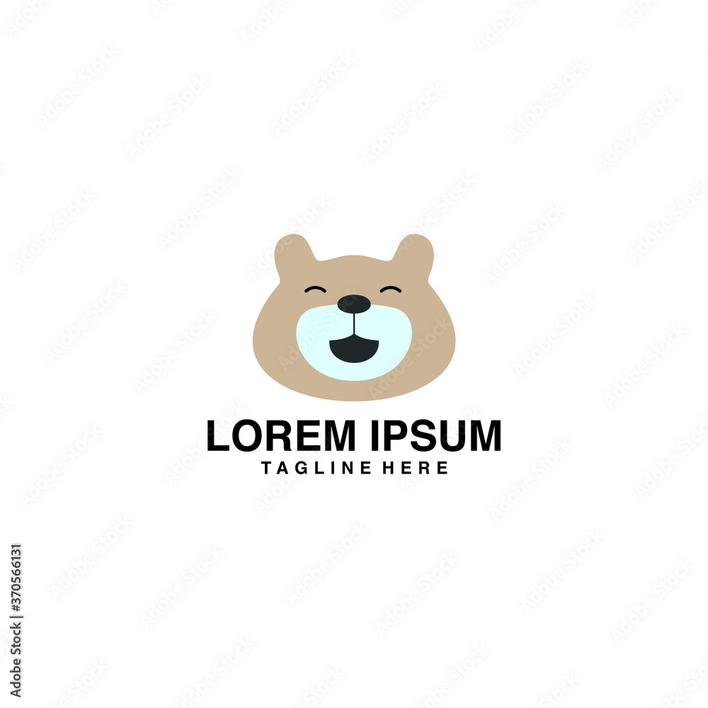 Cute Bear Head Laughing Logo Vector Icon Illustration
