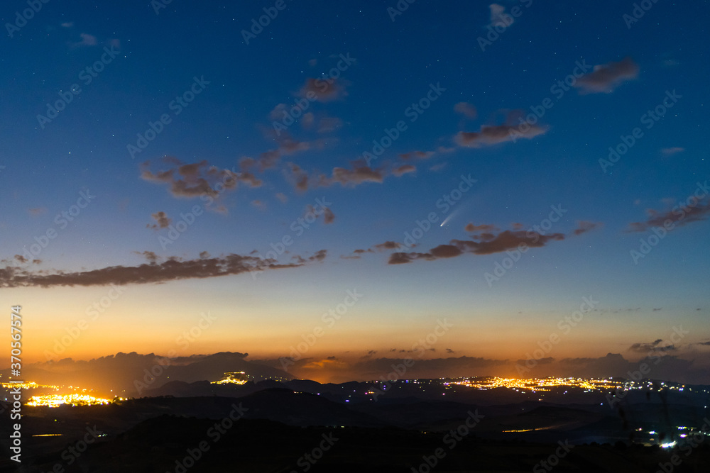 Neowise Comet after dusk from sicilian backcountry