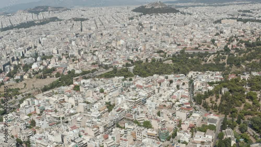 Wide Aerial Drone View over Athens, Greece Cityscape at Daylight