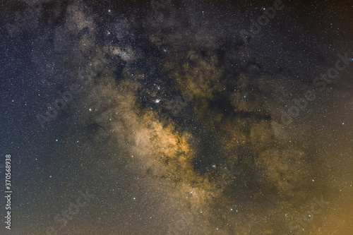 Central part of the Milky Way with Jupiter and Saturn on the left