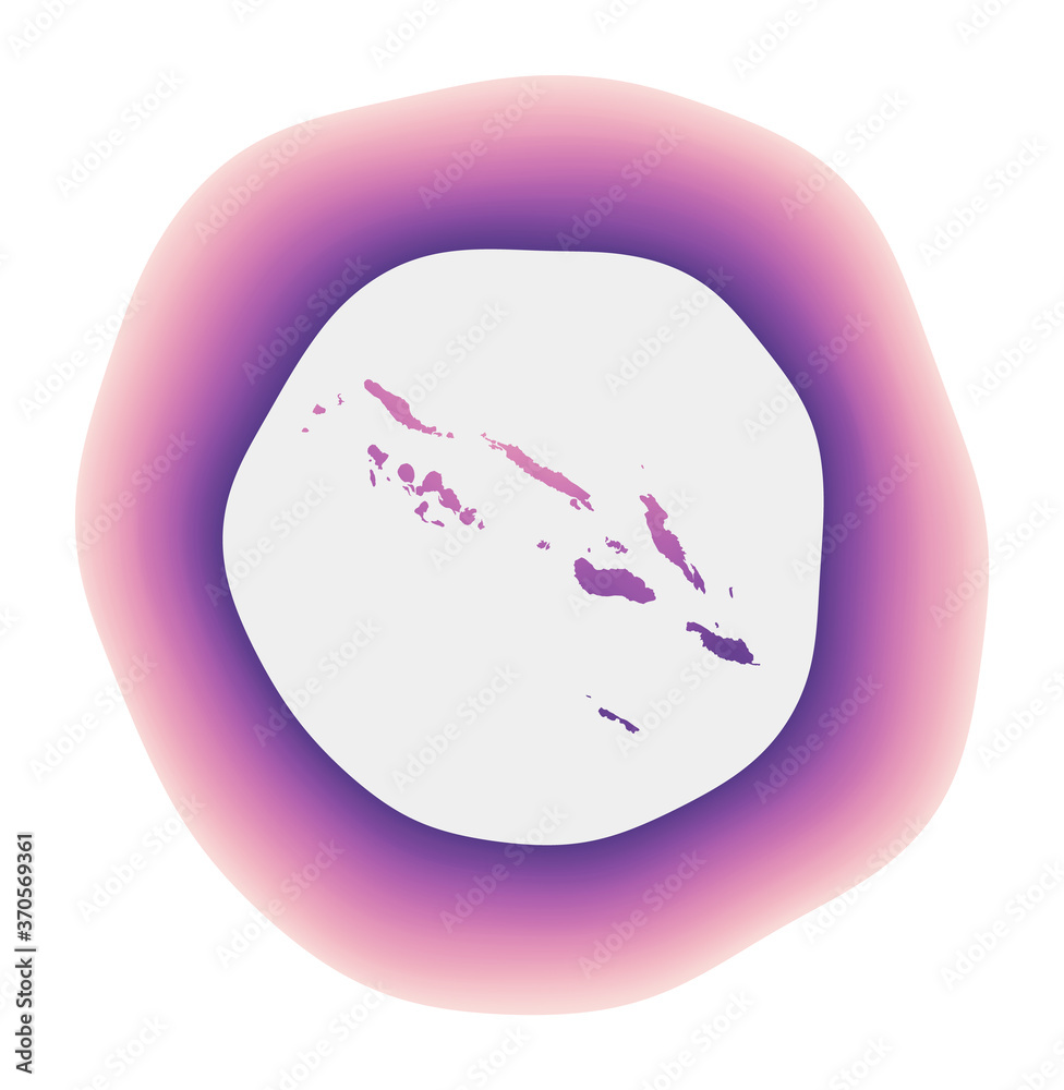 Solomon Islands icon. Colorful gradient logo of the country. Purple red Solomon Islands rounded sign with map for your design. Vector illustration. Solomon Islands icon. Colorful gradient logo of the country. Purple red Solomon Islands rounded sign with map for your design. Vector illustration.
