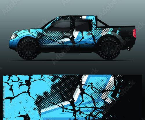 truck and vehicle Graphic vector. Racing background for vinyl wrap and decal