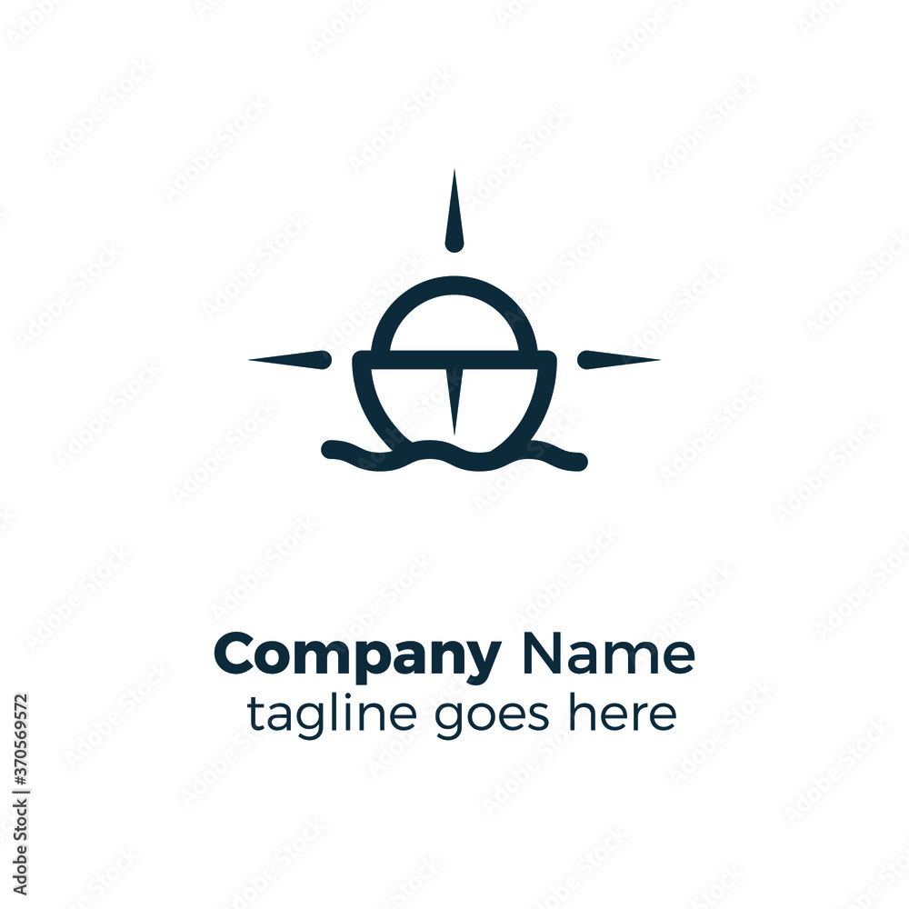 3 arrows sun beach boat logo design icon vector illustration simple line