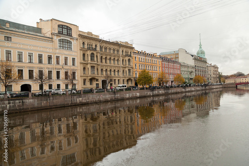 Moika river embankment autumn cityscape