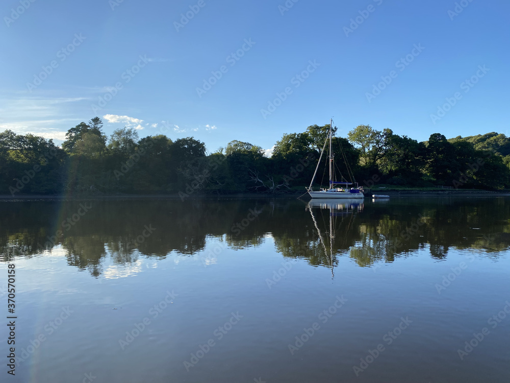 Fototapeta premium Boat reflection on the river 