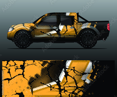 truck and vehicle Graphic vector. Racing background for vinyl wrap and decal