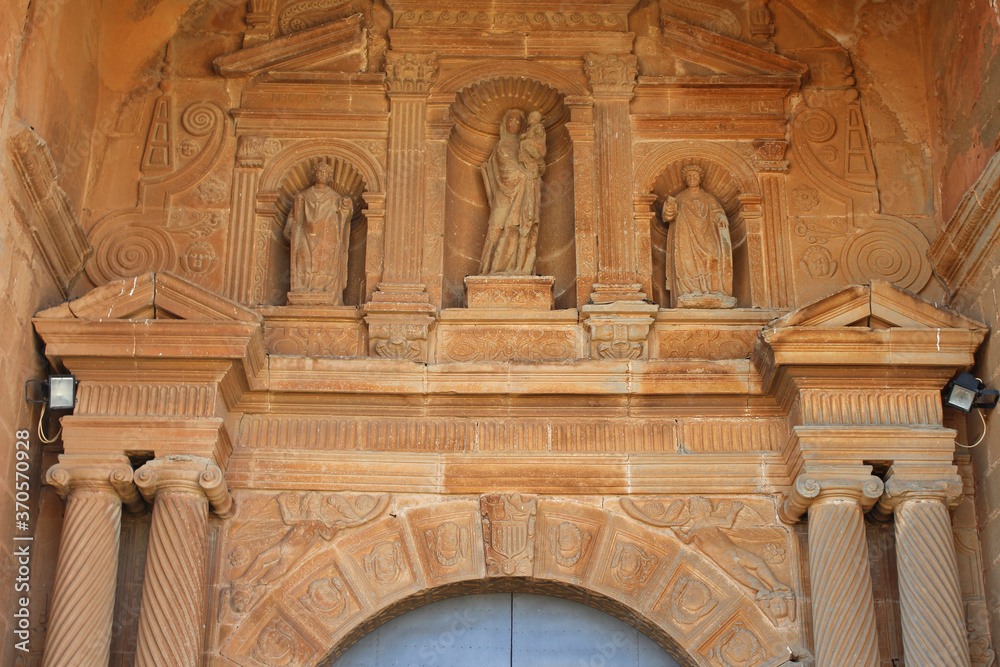 Entrance to the collegiate church of Bolea (Huesca, Spain)