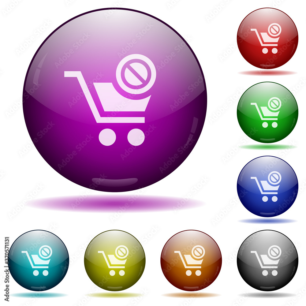Product not available icon in glass sphere buttons Product not available icon in glass sphere buttons