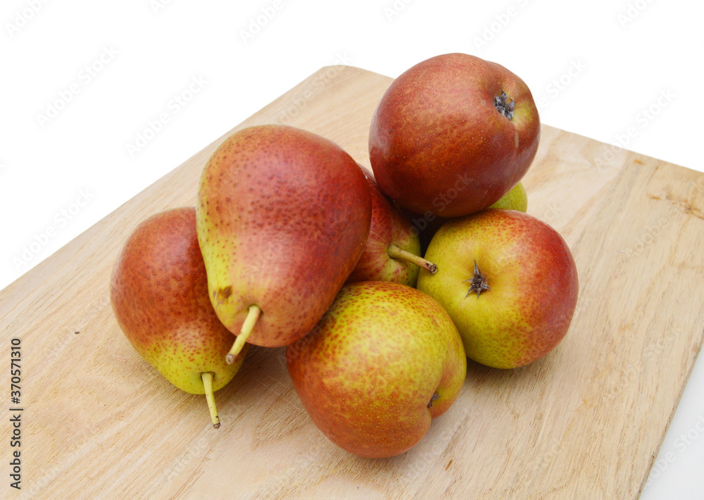 red pears over white background red pears over white background