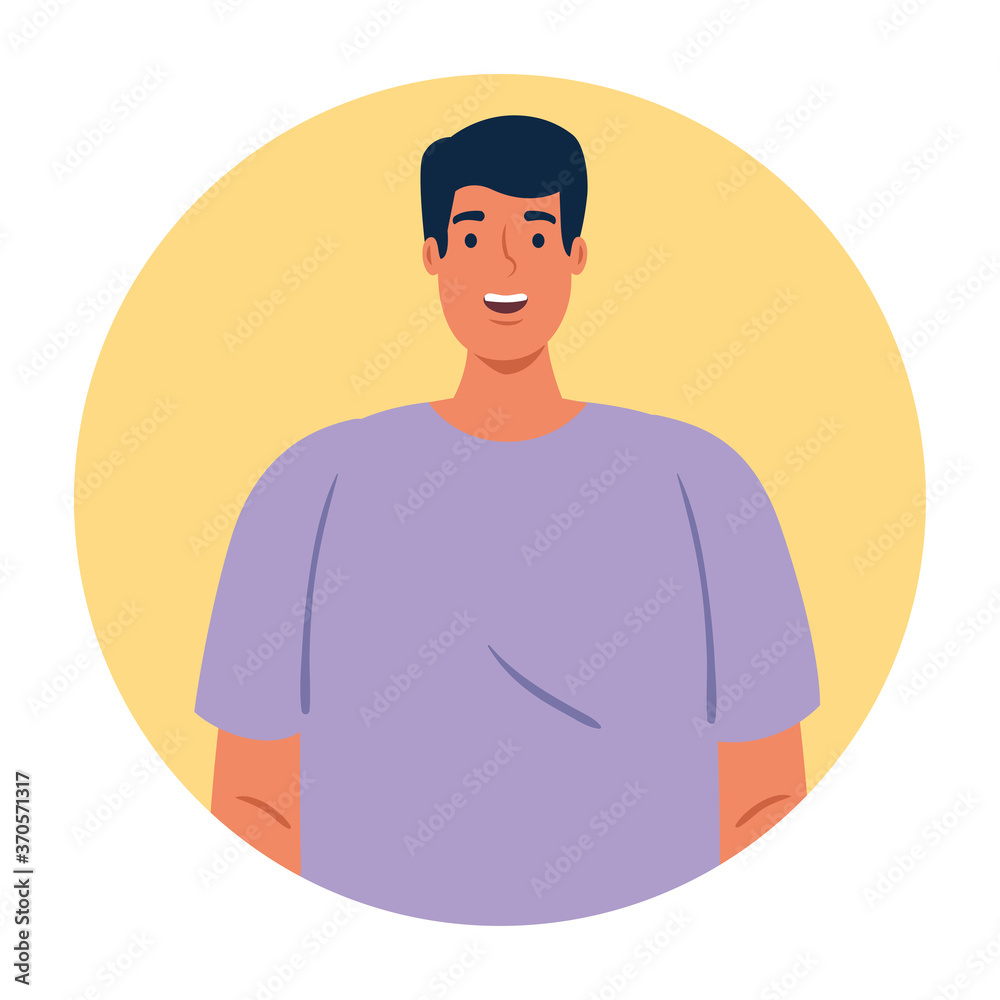 young man handsome in round frame, on white background vector illustration design young man handsome in round frame, on white background vector illustration design