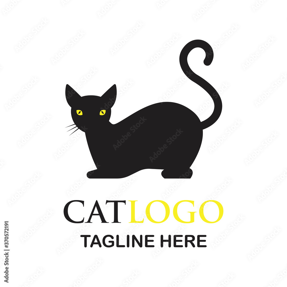 Cat animal logo with text space for your slogan tagline, vector illustration