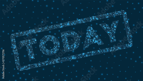 Today word in digital style. Glowing geometric today badge. Modern vector illustration.