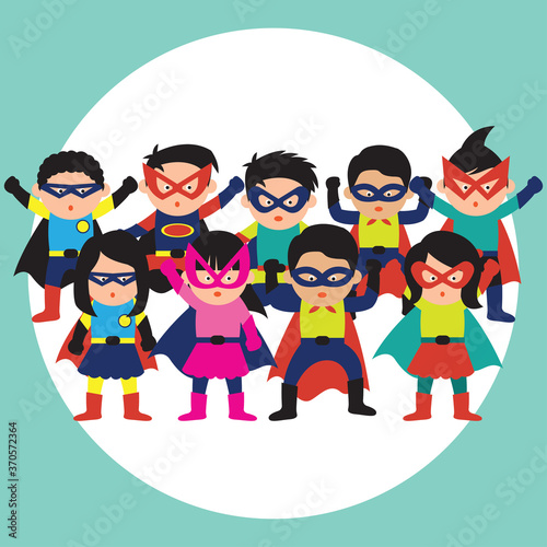 super hero with mask and cape cartoon character. vector illustration