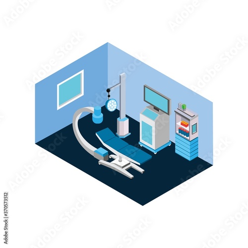 Surgery Room Isometric Flat Icon Illustration Isolated in White
