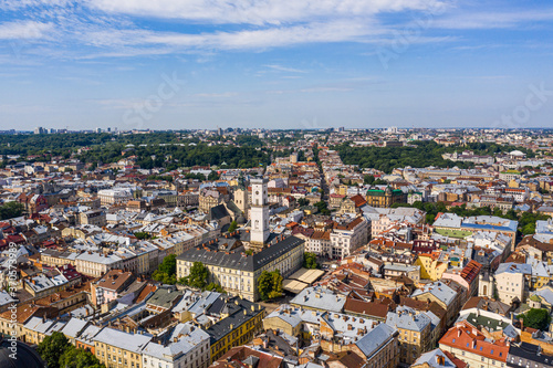 Aerial Lviv is the cultural capital of Ukraine and is a favorite destination for tourists from all over the world.