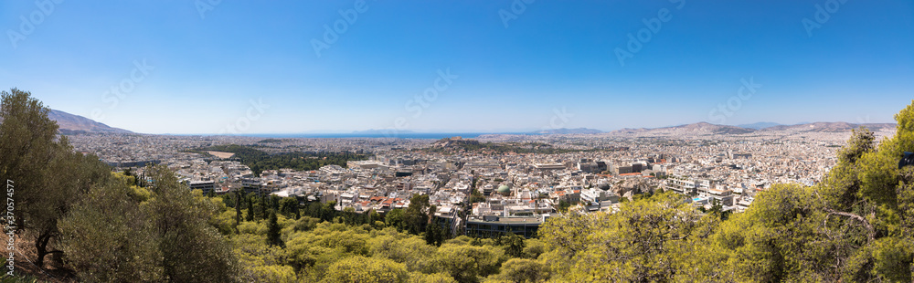Panoramic view over the city of Athens, Greece