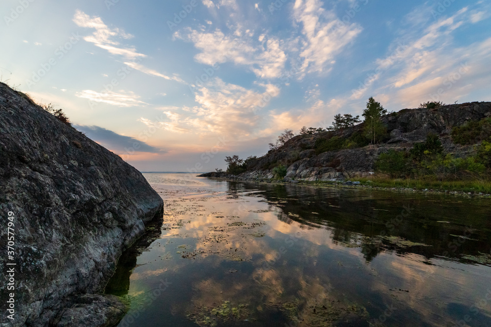 sunset over a bay in the baltic sea sunset over a bay in the baltic sea
