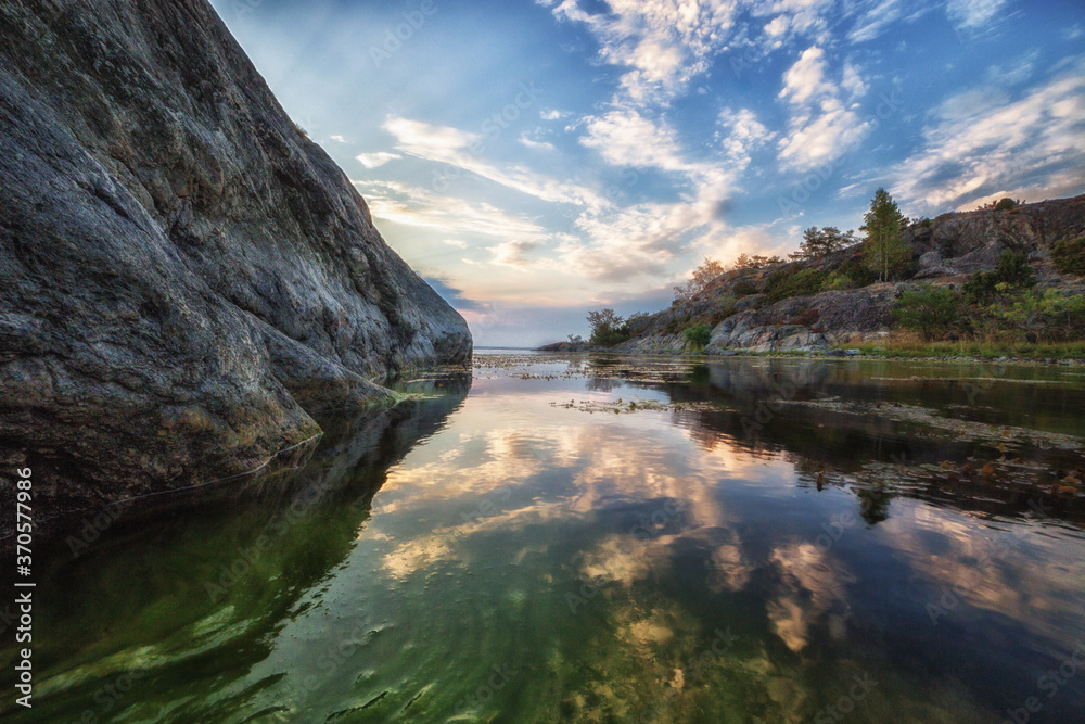 sunset over a bay in the baltic sea