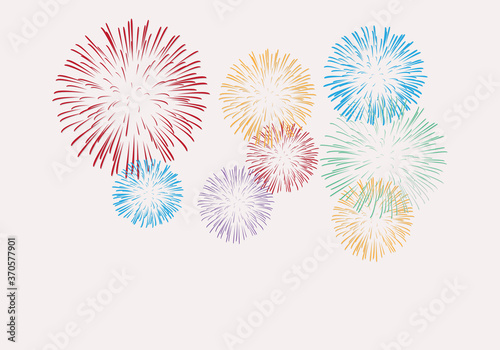 Colorful firework on white background. Fireworks for festive event. photo