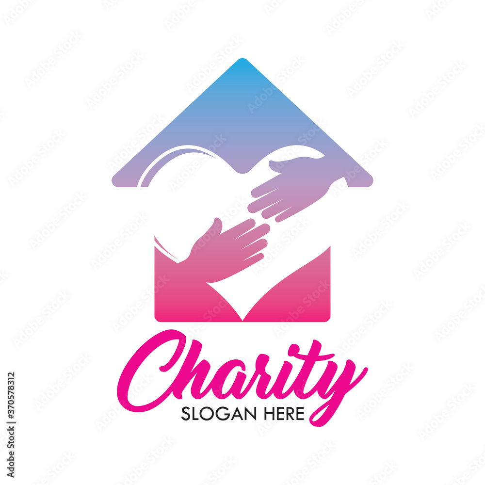 charity and care logo, emblems and insignia with text space for your ...