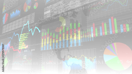 Business Data Graph finance Chart Bar 3D illustration background. © bluebackimage