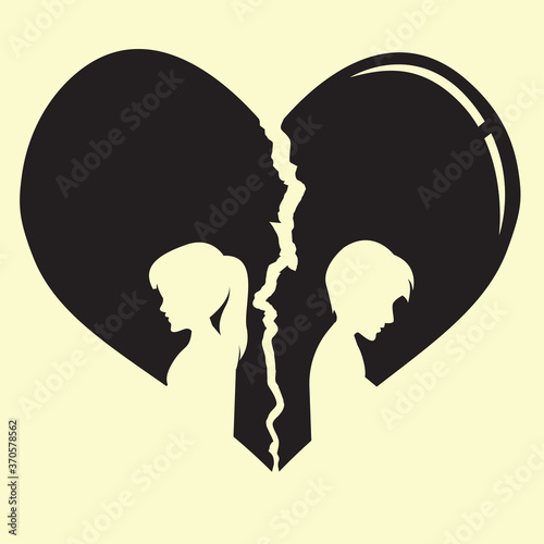 broken heart heartbreak flat icon for broken heart concept, vector illustration 

