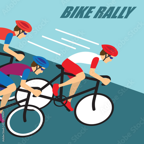 group of cyclist at professional race for bike rally event. vector illustration