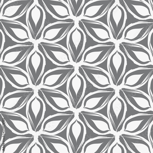 abstract flower petal drawing from linear ink brush  black and white pattern background