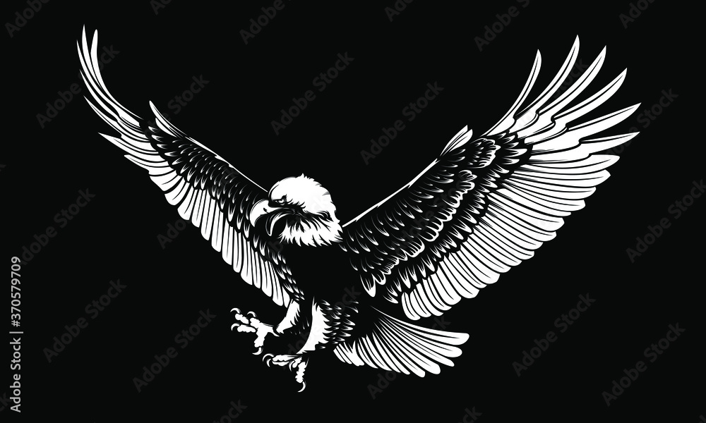 Fototapeta premium Eagle emblem isolated on white vector illustration. World symbol of freedom. Retro color logo of falcon. Eagle detailed logo.