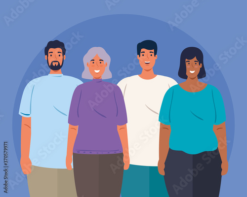 multiethnic young people together, cultural and diversity concept vector illustration design
