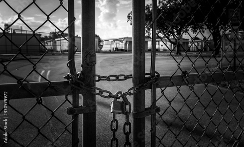 Public School Campus Locked During Coronavirus Pandemic