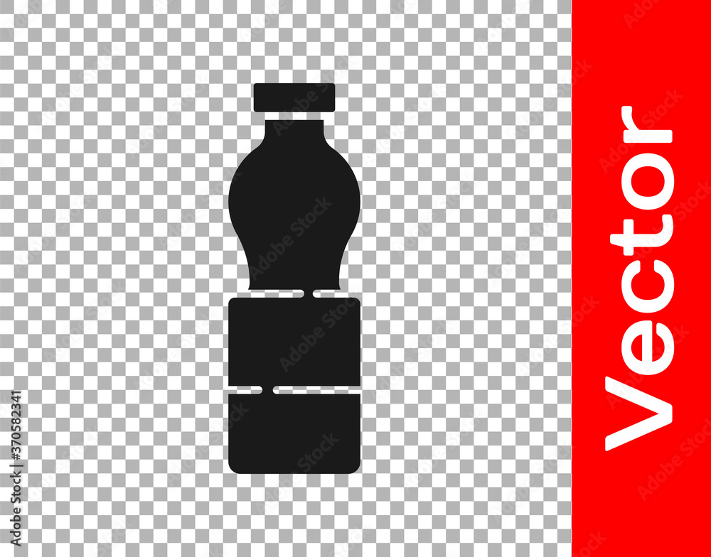 Black Bottle of water icon isolated on transparent background. Soda aqua drink sign. Vector Illustration. Black Bottle of water icon isolated on transparent background. Soda aqua drink sign. Vector Illustration.