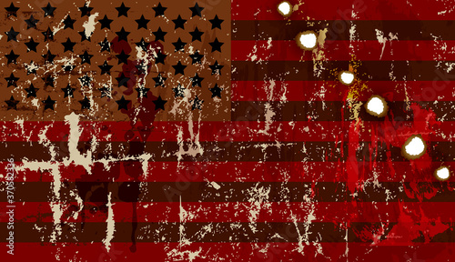 Black lives matters, brown USA flag, symbolic vector illustration
