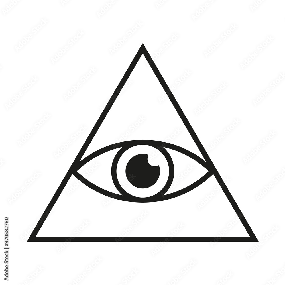 Eye In Triangle Simple Minimalistic Symbol. All Seeing Illuminati