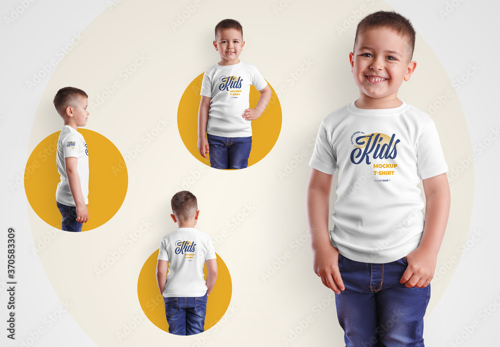 4 Kids T-Shirt Mockups For Boys Stock Template | Adobe Stock