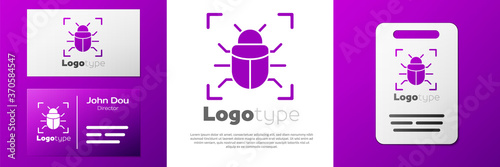 Logotype System bug concept icon isolated on white background. Code bug concept. Bug in the system. Bug searching. Logo design template element. Vector.
