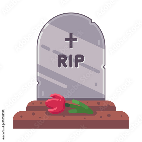 fresh christian grave on a white background. flat vector illustration.