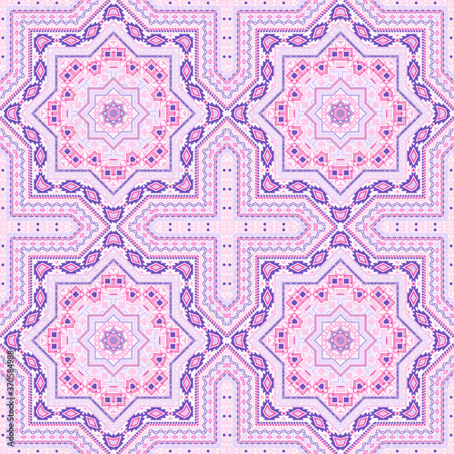 Simple moroccan zellige tile seamless rapport. Ethnic geometric vector motif. Rug print design. Stylish moroccan zellige tilework iterative pattern. Wall decoration template.
